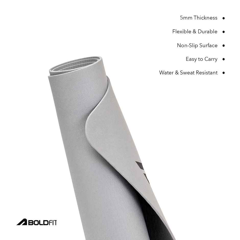 Boldfit EVA Yoga Mat Anti Slip Exercise Mat | For Gym & Home | Grey | 5 mm