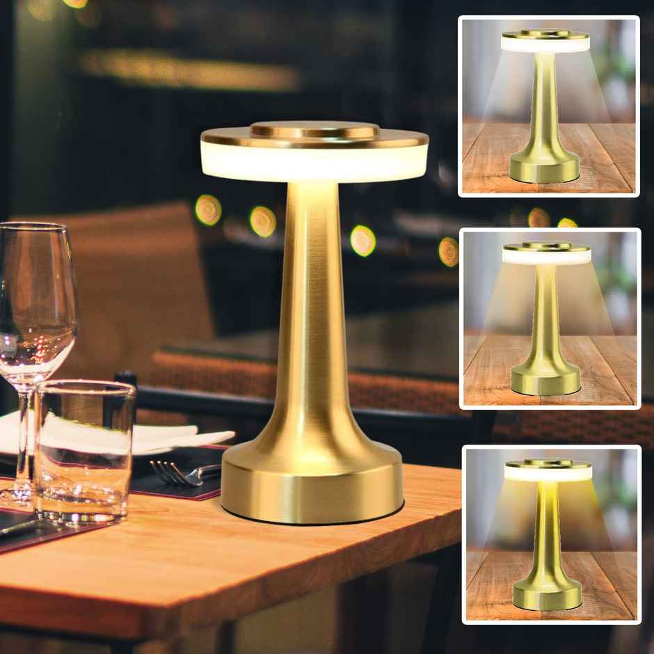 DesiDiya Portable LED Table 5W Lamp (With Touch Sensor, Gold)