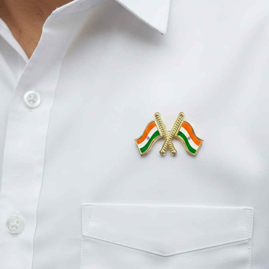 Indian National Flag Badge Set | Tricolor Pin | Pack of 4 | Picfest
