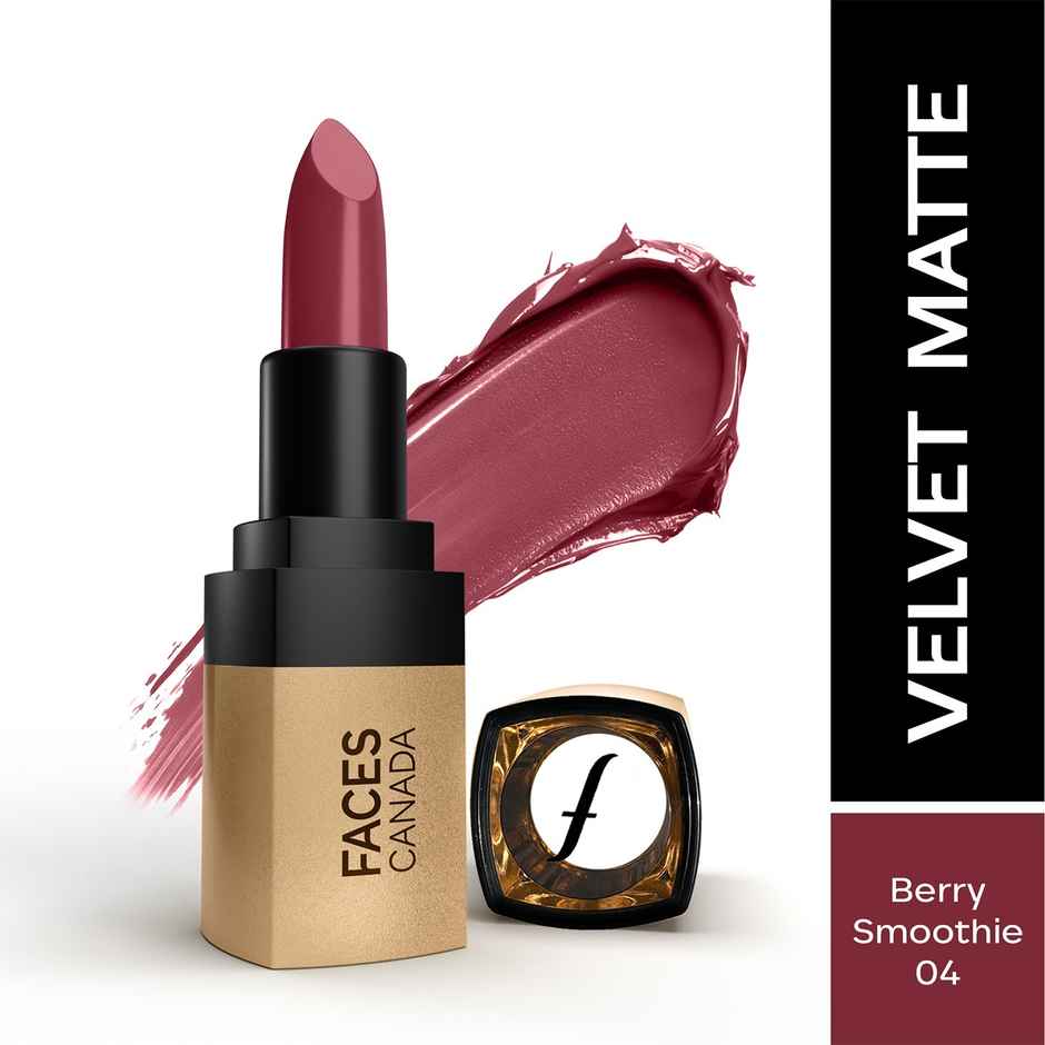 Faces Canada Comfy Matte Velvet Touch Lipstick - Berry Smoothie 04,4.2 g | 8Hr Stay | Intense Color