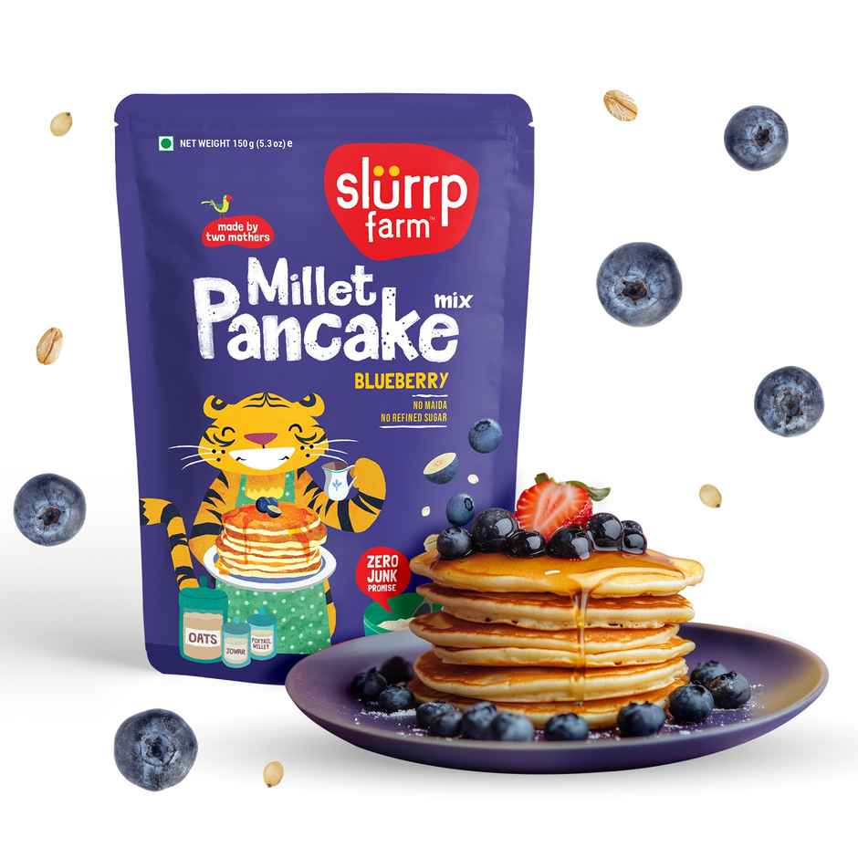 Slurrp Farm Millet Eggless Pancake Mix With Blueberries | No Maida | Healthy Breakfast