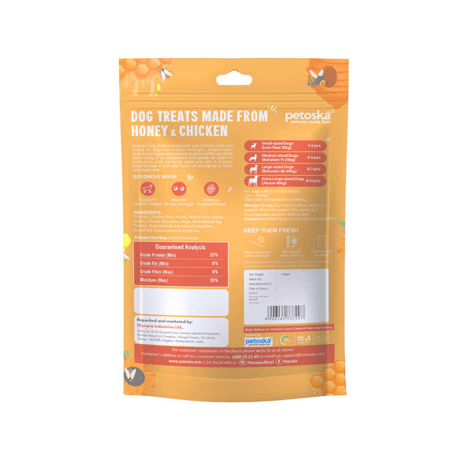 Petoska Dog Treats Chicken Honey Sticks