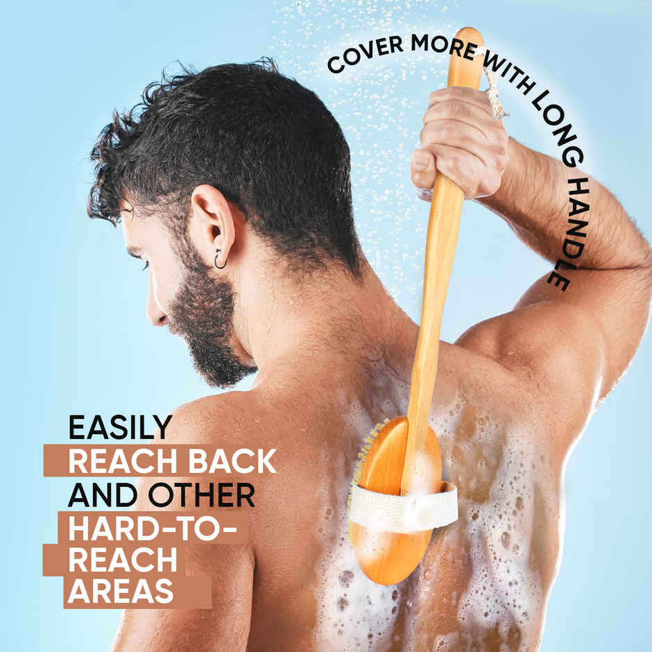 Vega Soft Bristle Bath Brush With Long Handle | Wood | Wooden