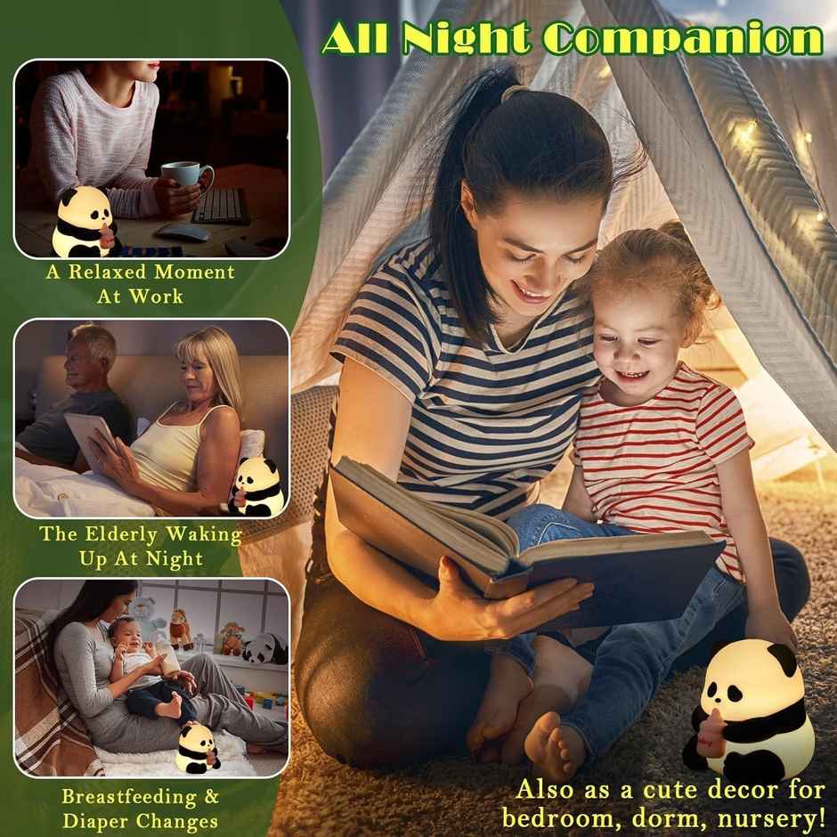 Desidiya Bpa-Free Silicone Baby Panda Night Lamp, Cute Multicolor Lamp