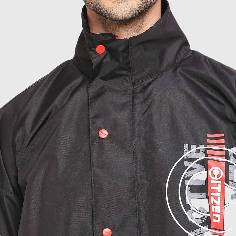 Citizen Tapping Series |Rubberized Raincoat With Pant - Black- CT007-2XL
