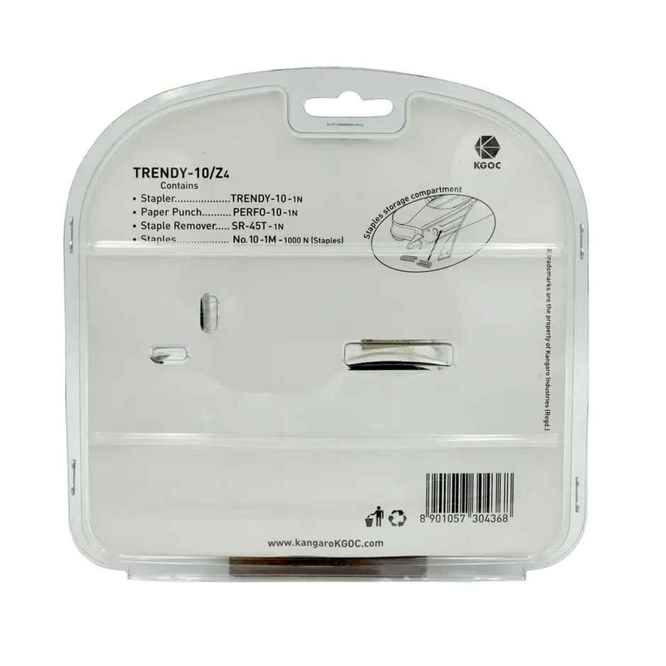 Kangaro Mini Trendy Stapler (Mini + Perfo Punch + Tape Dispenser + Staple Remover + Staples) - Assorted