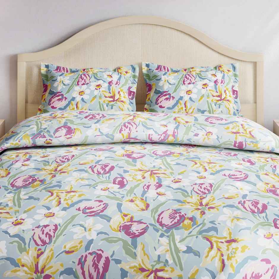 Haus & Kinder Tulip Meadow Double Size Bedsheet - 100% Cotton | 250 x 225 cm