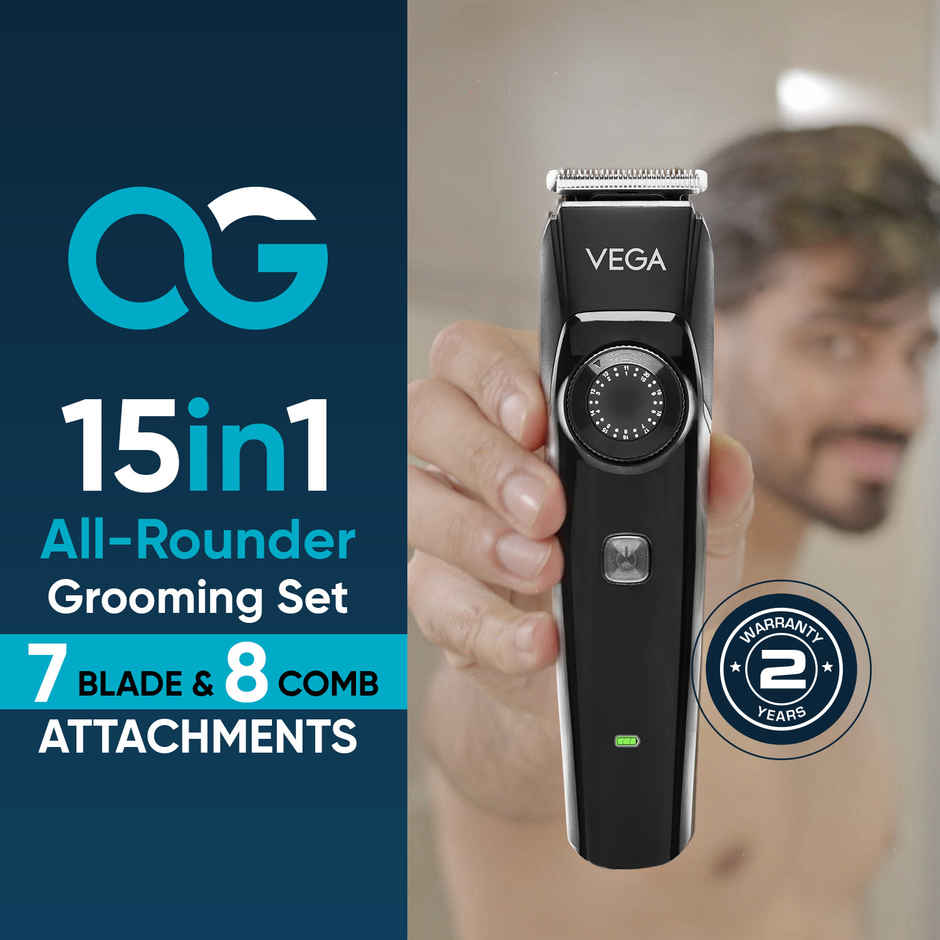 Vega OG 15 in 1 Trimmer for Men | 3 Hrs Runtime | USB Type C | VHTH-37