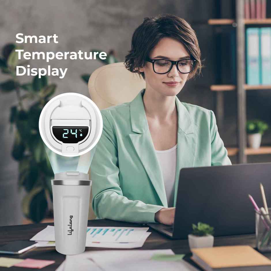 Lifelong Insulated Mug With Temperature Display 510 ml | White | Stainless Steel