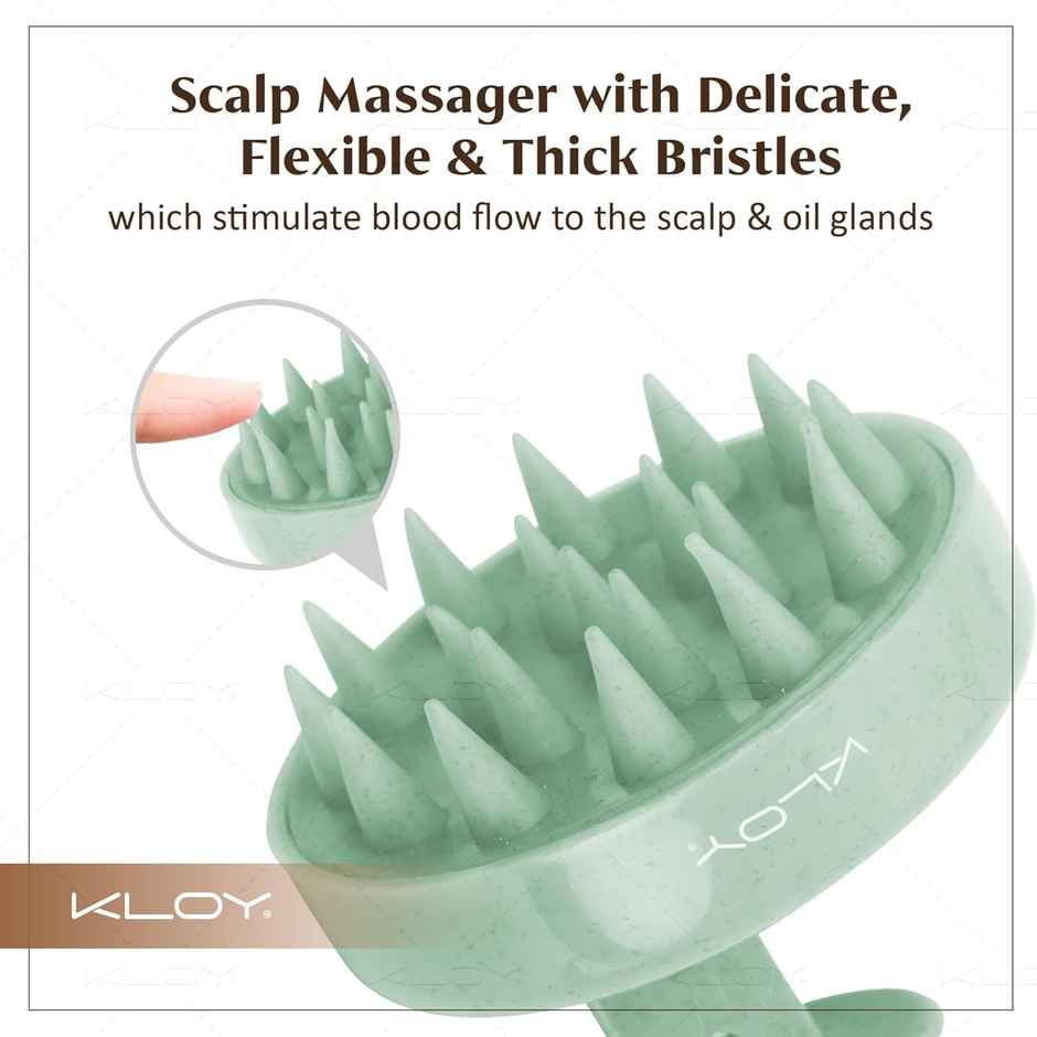Kloy Round Hair Scalp Massager Shampoo Brush | Super Soft Bristles | Anti Dandruff | Light Green