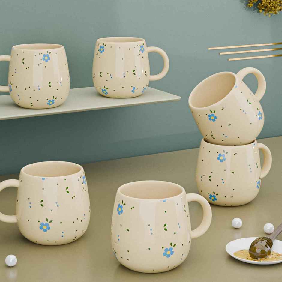 The Earth Store Ceramic Ovule Flower Tea Cup | 160 ml Microwave Safe Coffee Cups