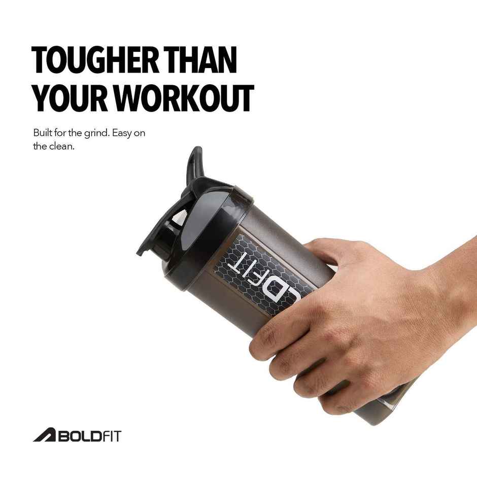 Boldfit Gym Typhoon Shaker Bottle | 700 ml | 100% Leakproof | Black