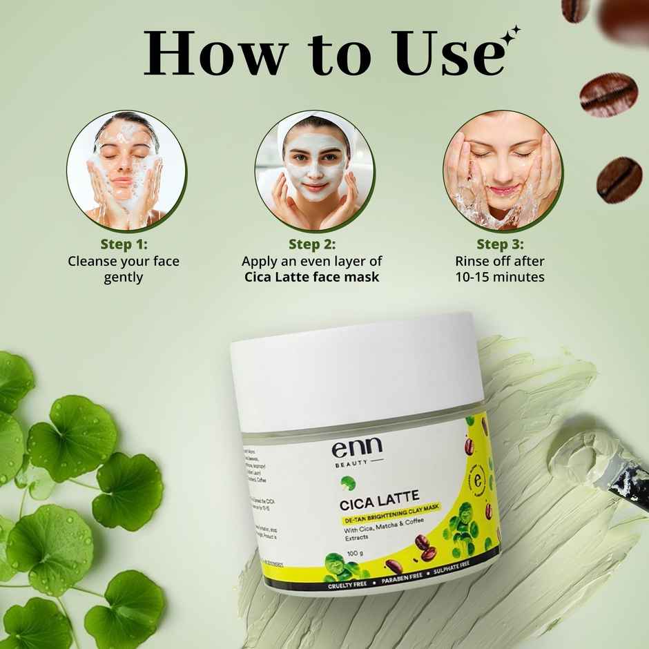 ENN Beauty Cica Latte De-Tan Clay Mask | Matcha + Coffee + Cica | Brightening, Oil Control & Glow Boost