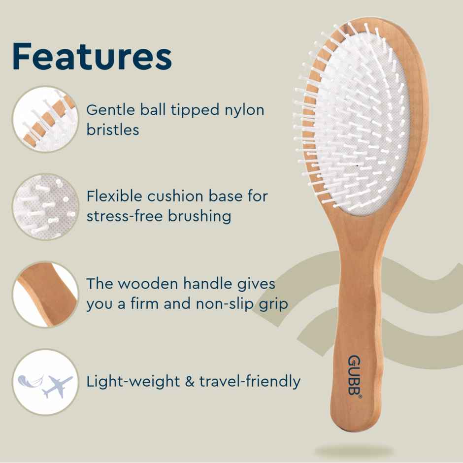 Gubb Oval Hair Brush Broad | Wooden Hues