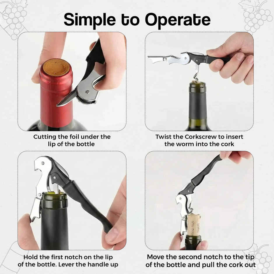 Perch Stainless Steel Corkscrew Manual Wine Opener | Silver