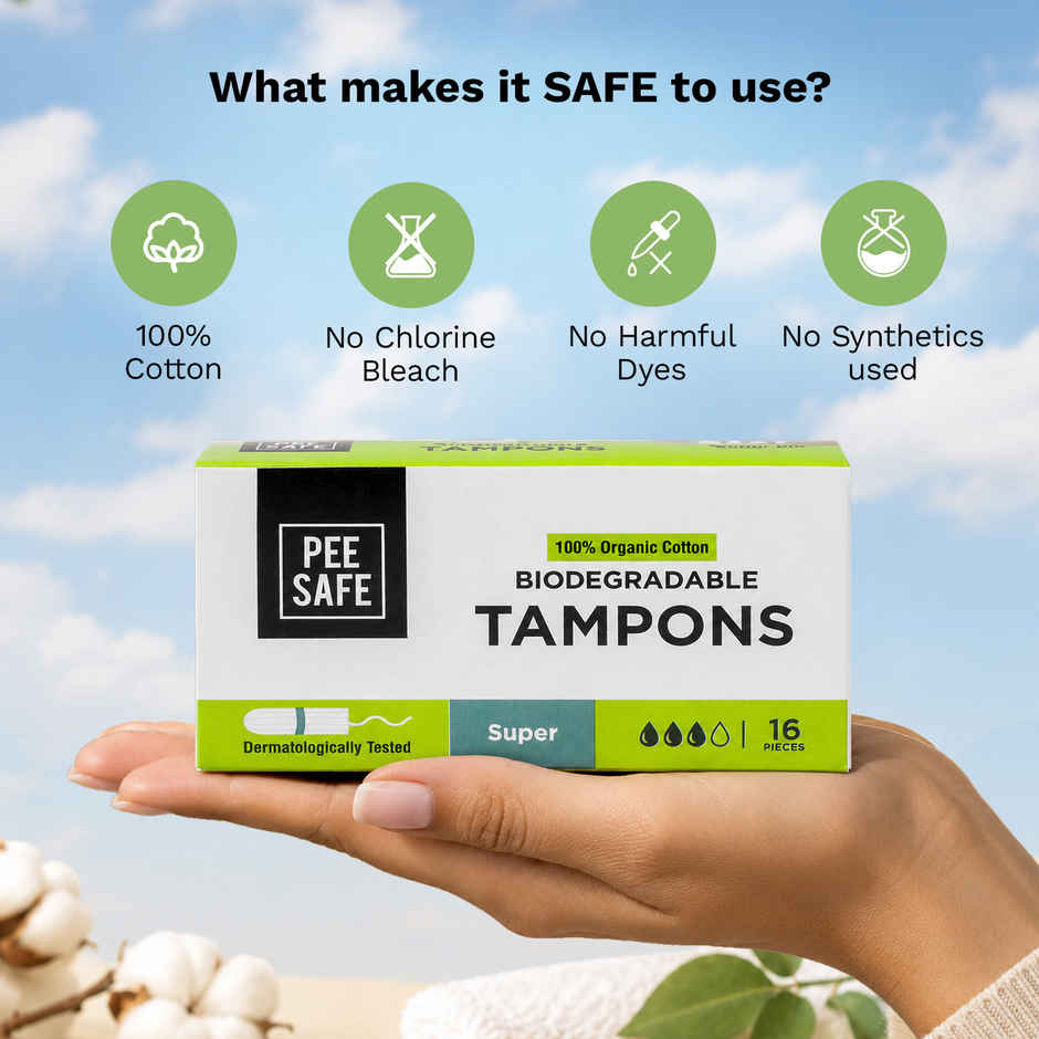 Pee Safe Super Tampons for Medium Flow | Ultra-Absorbent & Leak-Proof Protection