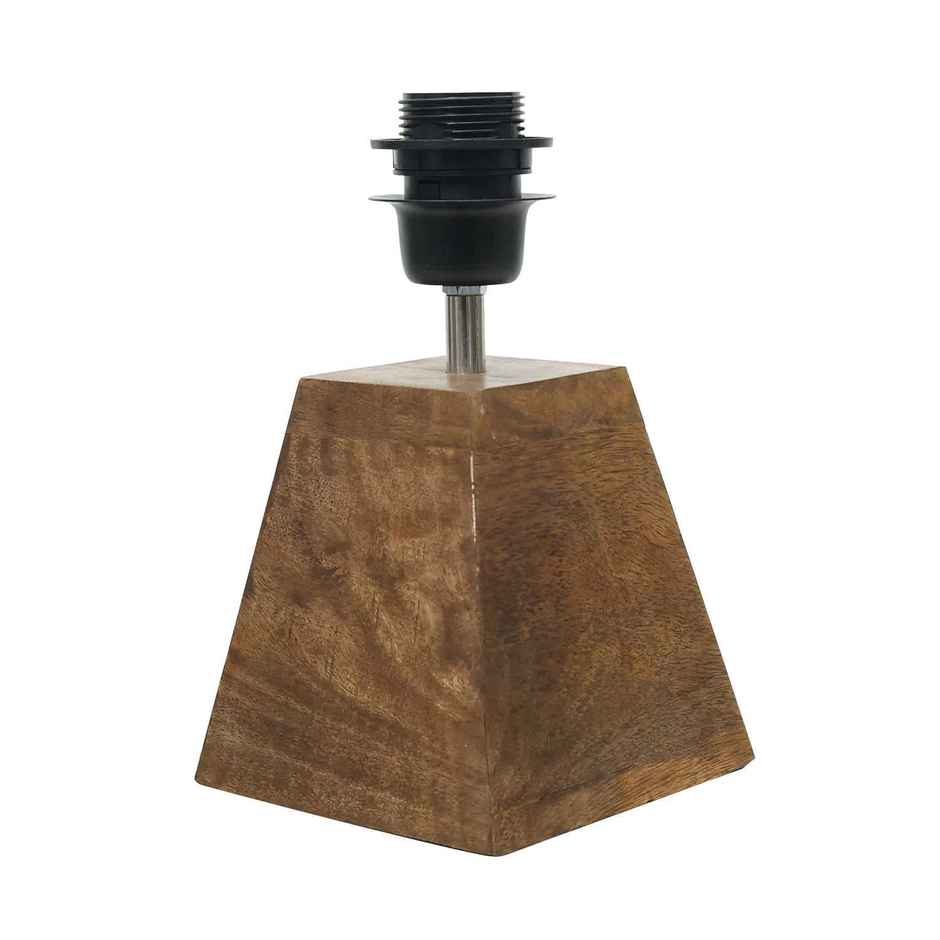 Homesake Wood Table Lamp | Modern Base Fabric Lampshade | Pyramid | Jute