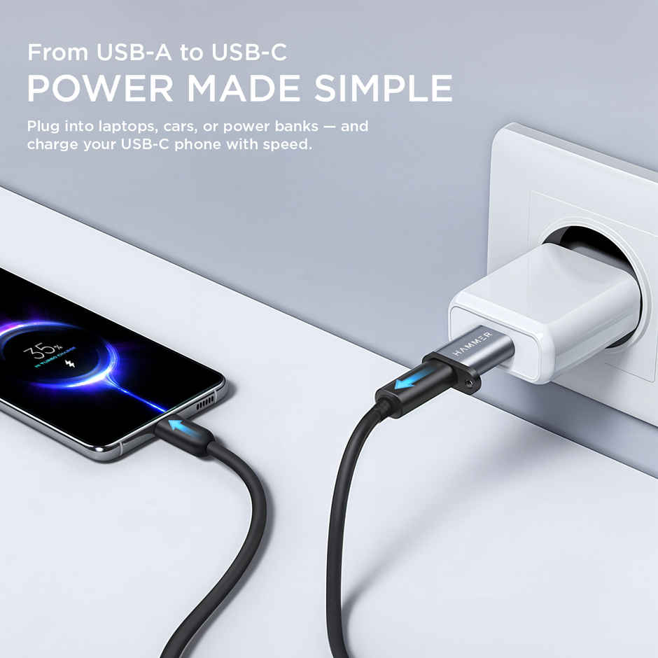 Hammer USB Type-C Female to USB Male OTG Adapter | 5 Gbps High-Speed Data Transfer | Grey