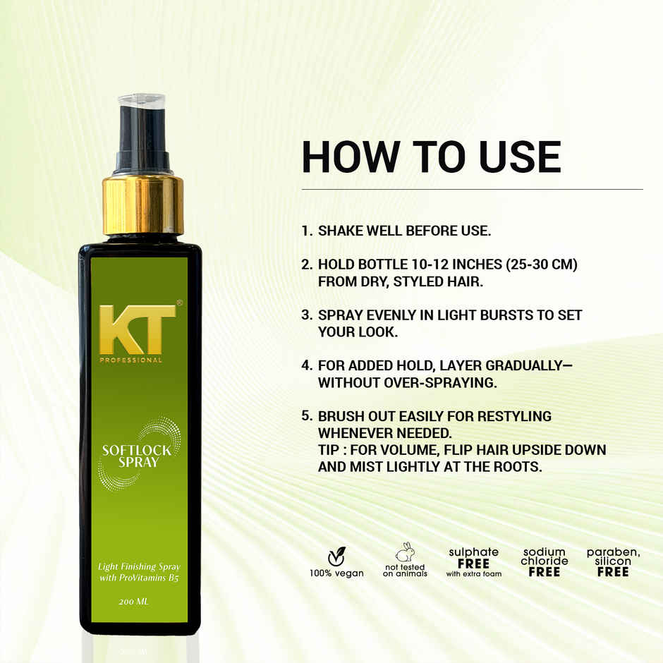 KT Professional Soft Locks Spray with Wheat Protein, Panthenol & Aloe Vera