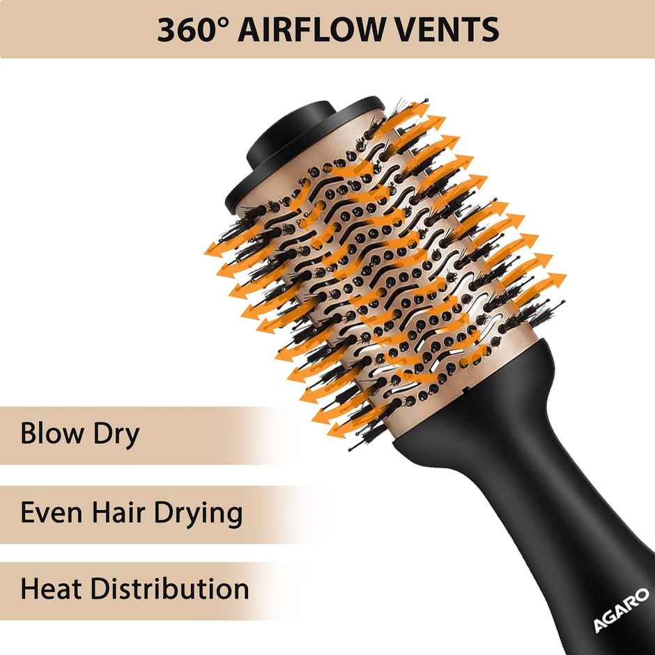 AGARO 1200 Watts Professional Volumizer Hair Dryer,One Step Styler, Hot Air Blow Brush for Women