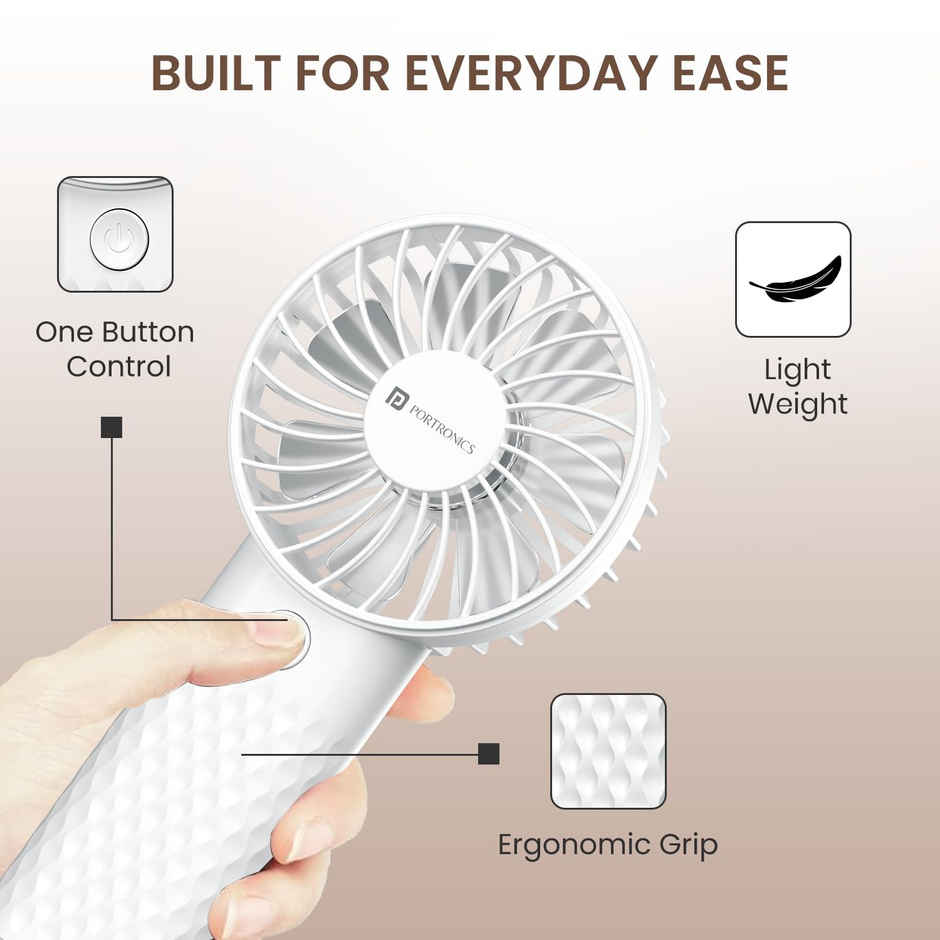 Portronics Toofan Mini 2 HIgh Speed Handheld fan, White