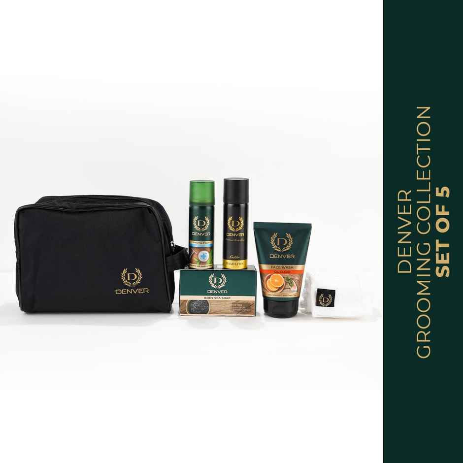 Denver Men's Travel Grooming Kit - Nano Deo | Facewash | Body Spa Soap | Shaving Foam | Towel