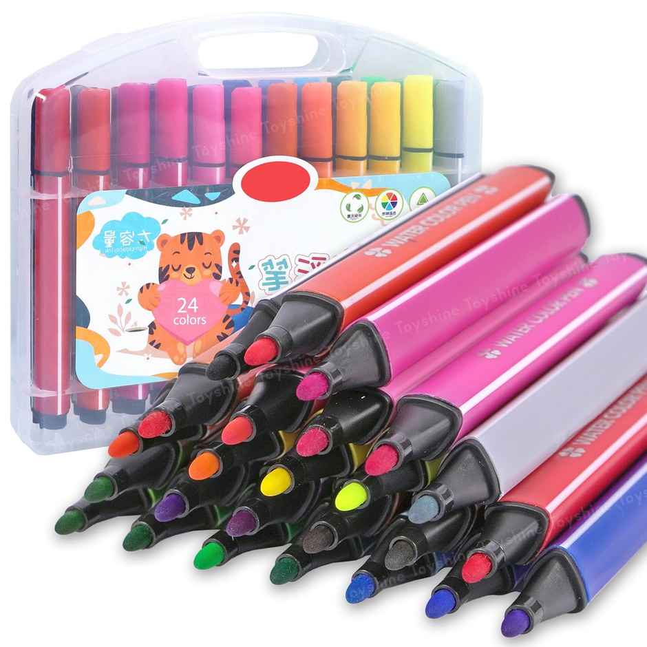 Toyshine 24 Pc Washable Watercolor Pens Set Drawing Materials Craft Supplies Return Gift