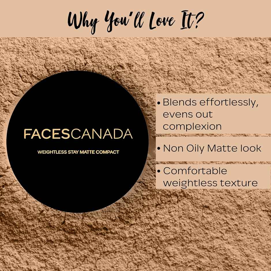Faces Canada Weightless Stay Matte Compact Spf-20 Vitamin E & Shea Butter Natural 02