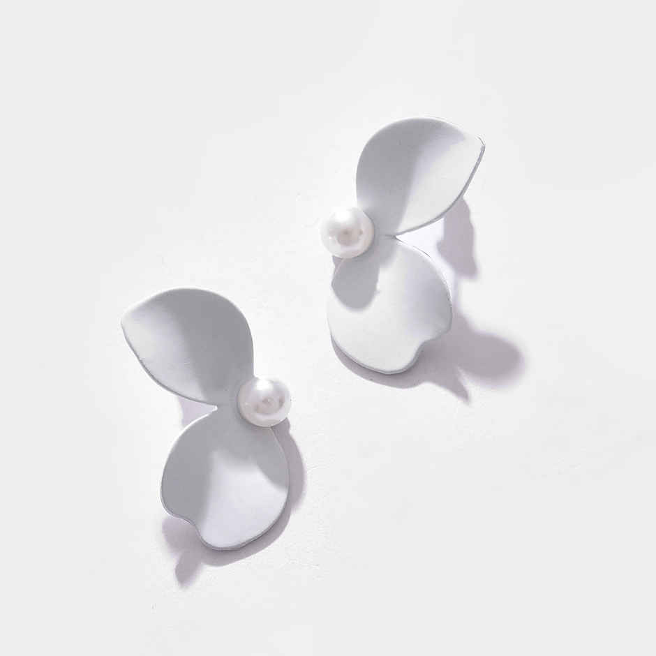 Sohi White Contemporary Studs Earrings