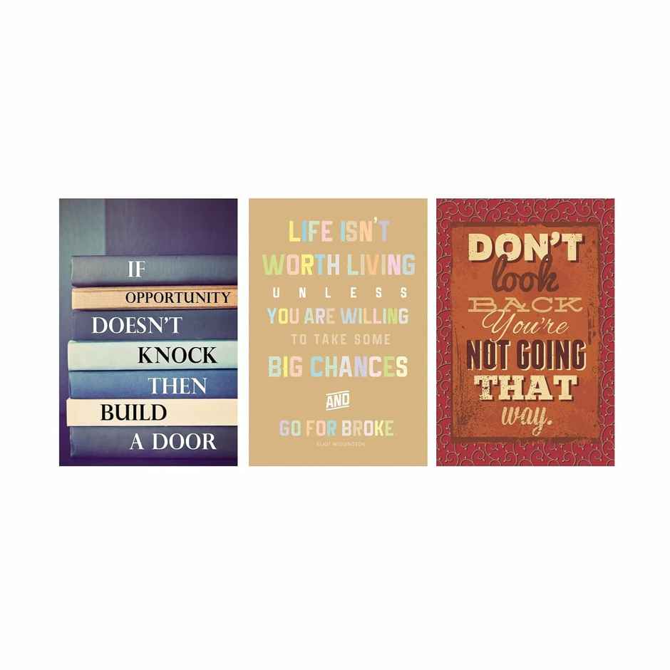 Paper Plane Design Inspirational Motivational Wall Posters | Set Of 3 | Size 12 x 18 Inch | D68