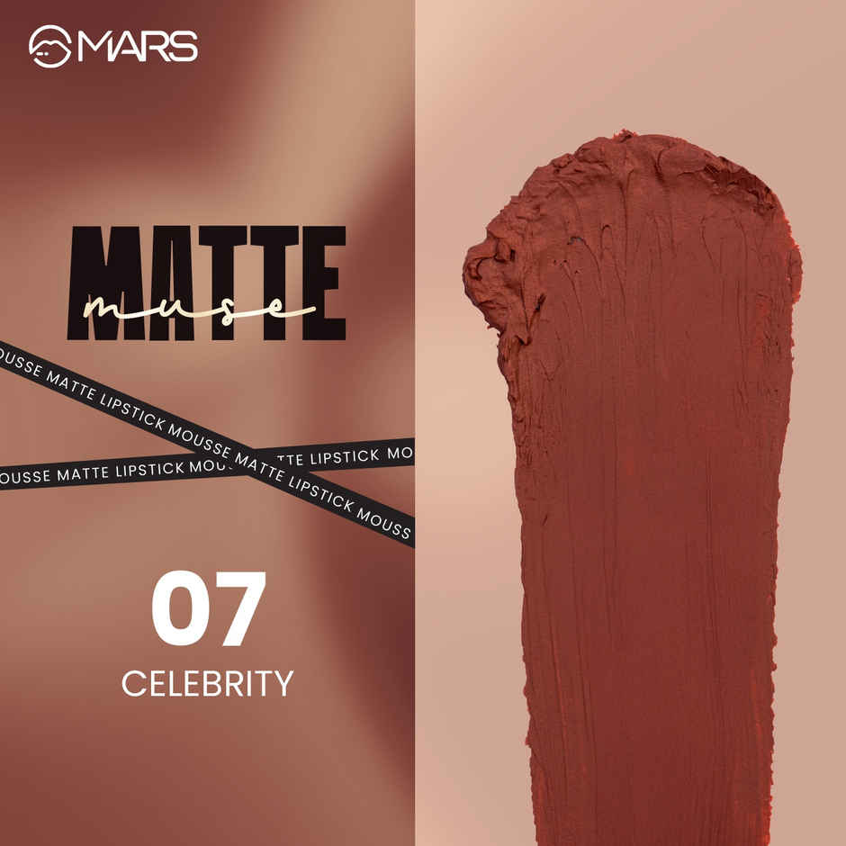 MARS Cosmetics Matte Muse Mousse Lipstick | 3 ml | 07-CELEBRITY with Doe-Foot Applicator