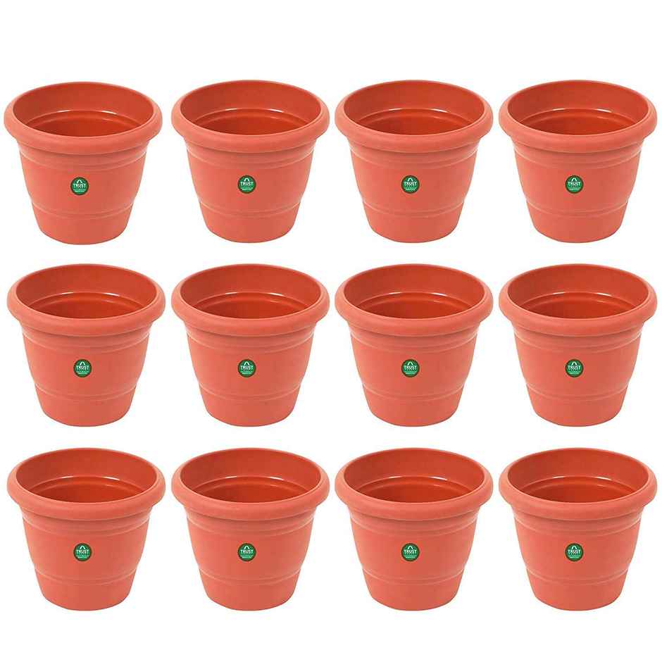 TrustBasket Plastic Round Pot 10 Inch | UV Treated Terracotta Planters for Use