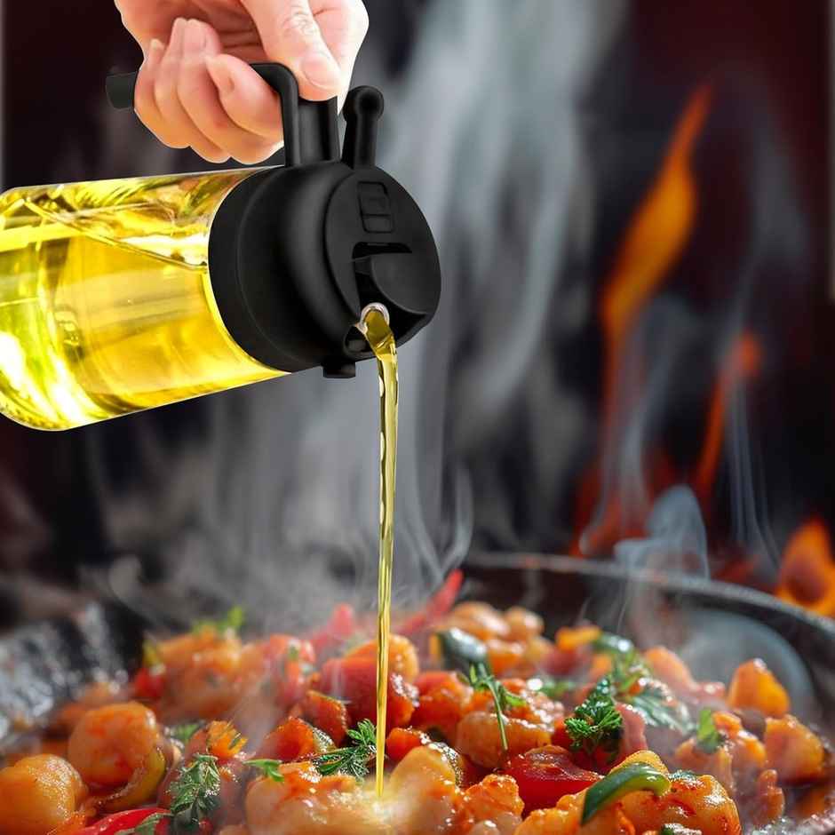 Zedak 2-in-1 Glass Oil Dispenser & Sprayer | Black | 500 ml - 1 pc
