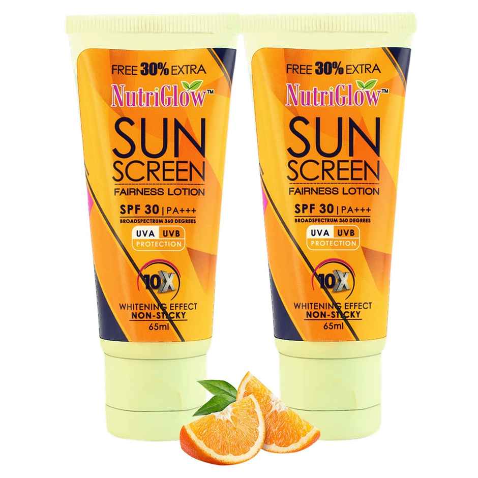 NutriGlow Sunscreen Fairness Lotion SPF 30 & PA+++ | Non Greasy & Water Resistant | Broad Spectrum