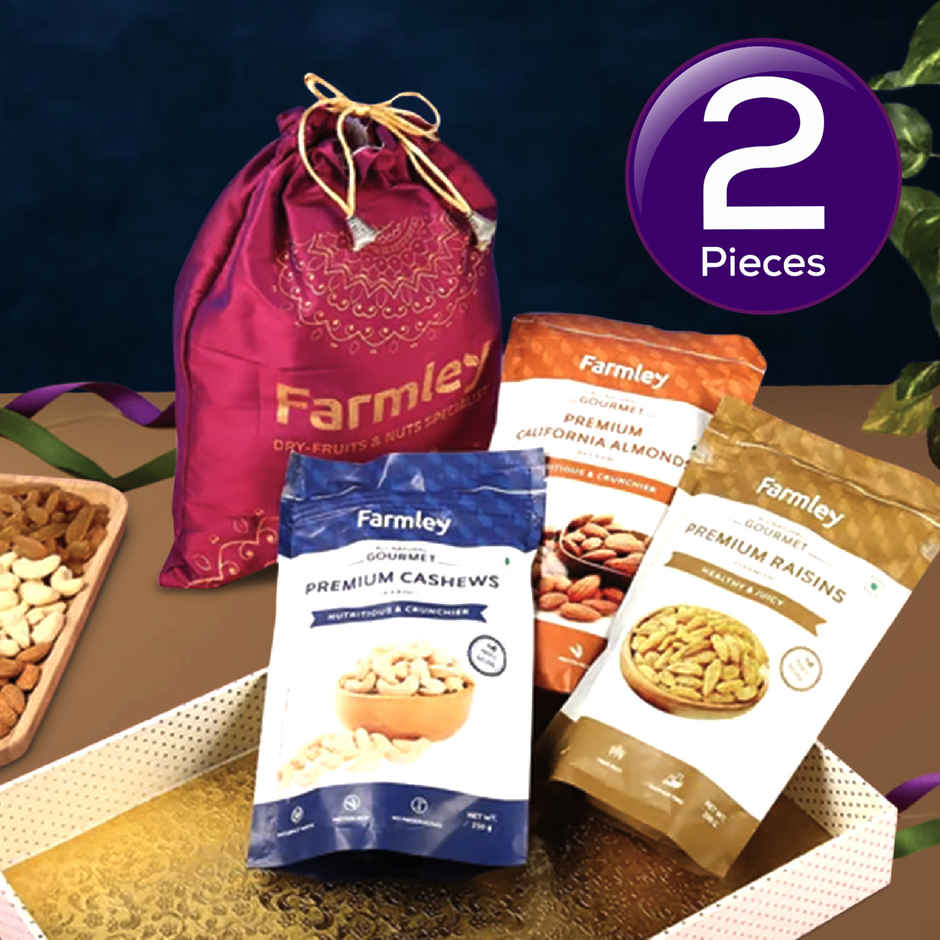 Farmley Mix Dry Fruit Gift Pack Potli | 700g | Almonds 250g, Cashews 250g, Raisins 200g Combo