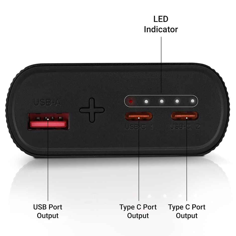 Zebronics Energipod 20R1 | Power Bank | 20000 mAh | 35W | Outputs - USB A | Dual Type C | Black