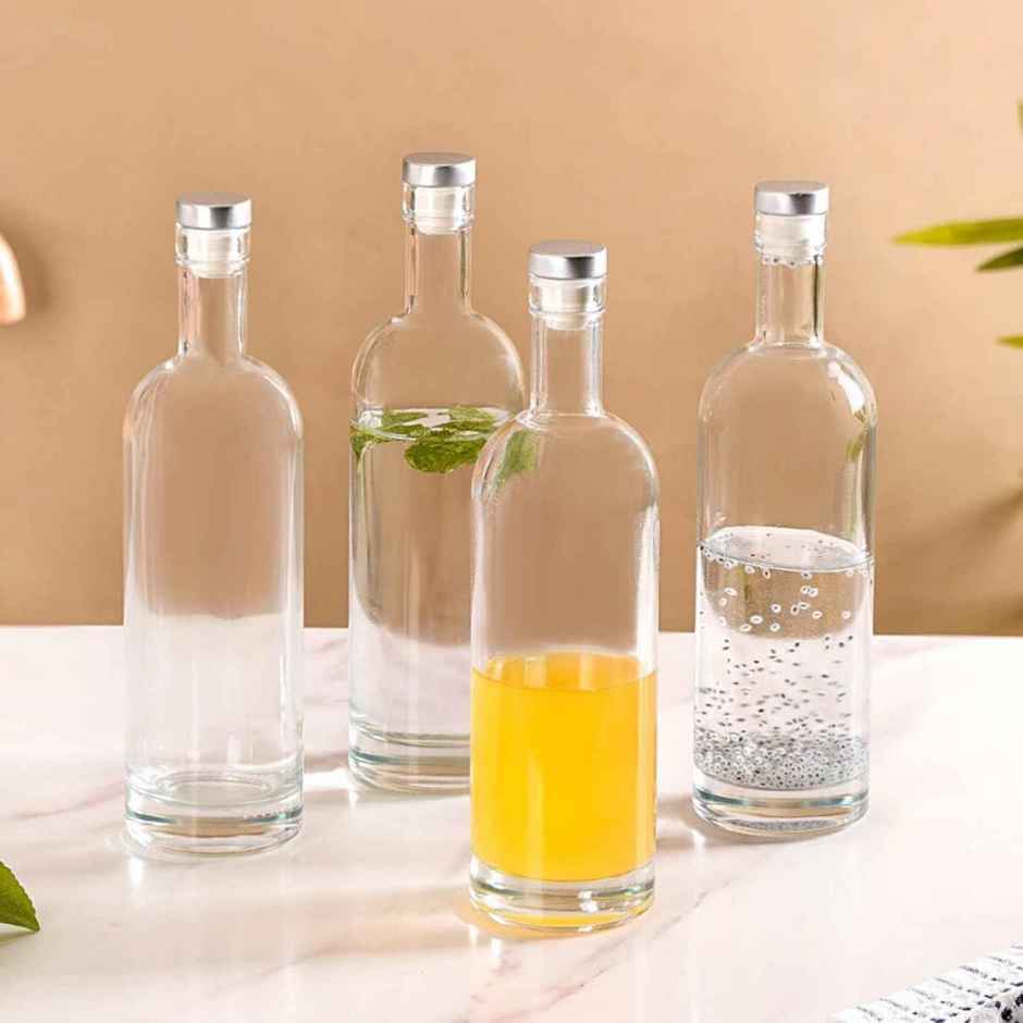 Nestasia Glass Water Bottles with Stopper | 500 ml Each | Set of 4