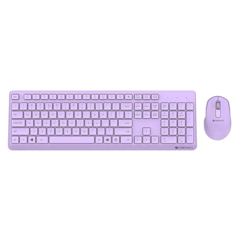 Zebronics Companion 200 Wireless Combo With Silent Operation Mouse, Full Size Keyboard (Purple)