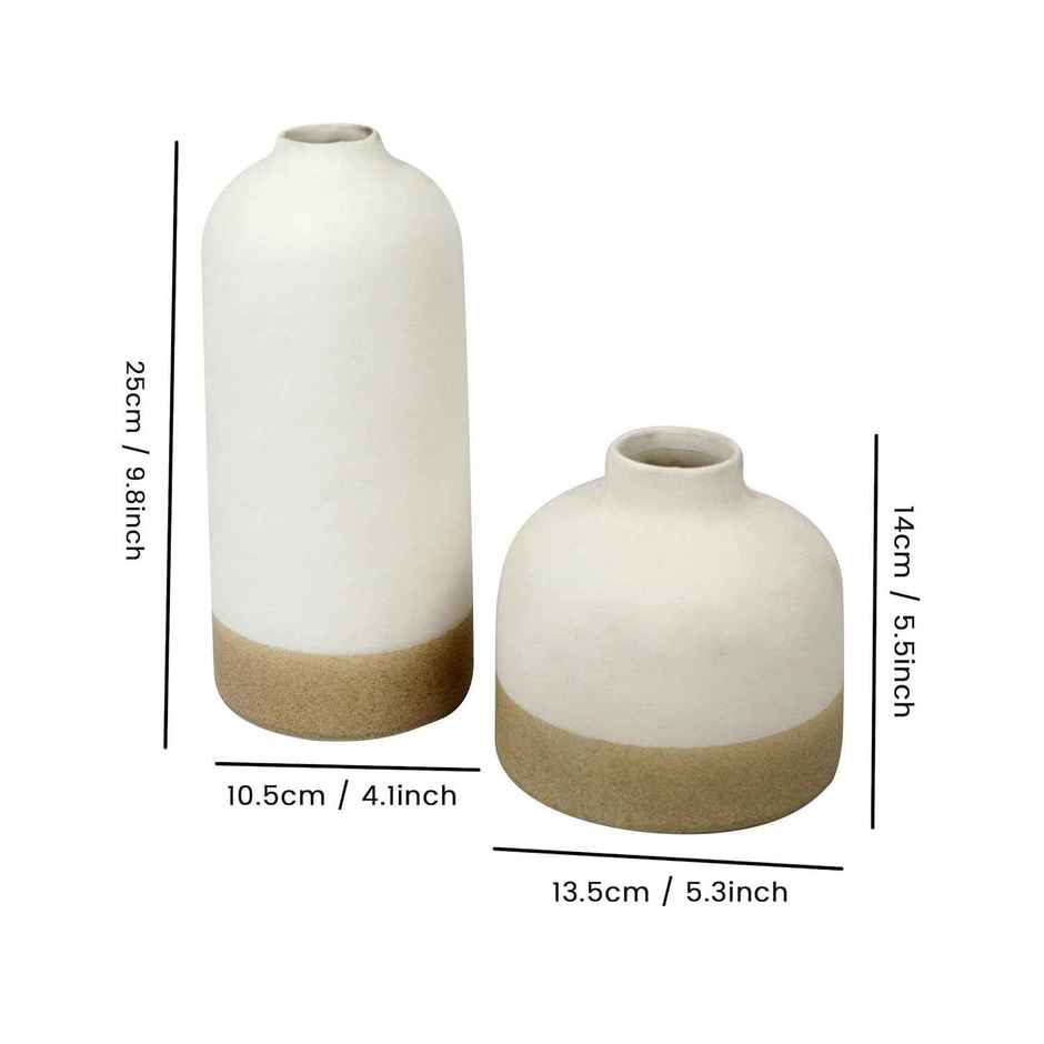 Tied Ribbons Set Of 2 Ceramic Vases Without Flowers