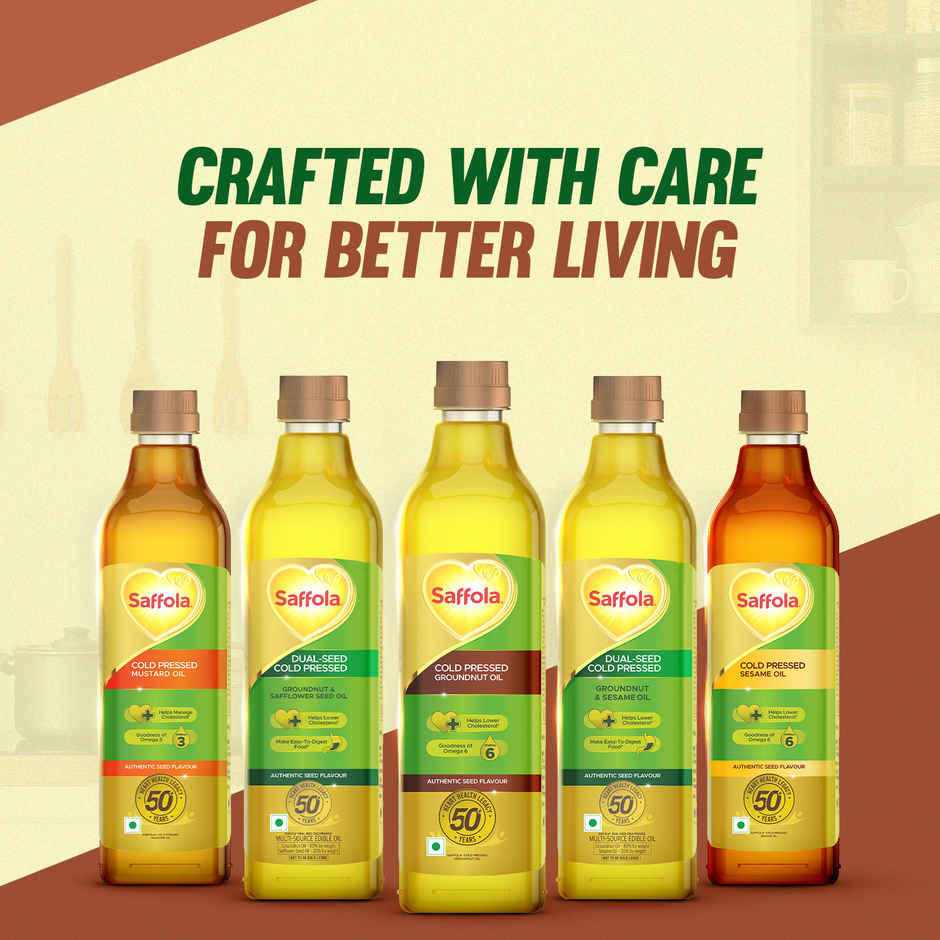 Saffola Groundnut (Peanut) Cold Pressed Oil | 100% Cold Pressed Groundnut Oil | Helps Lower Cholesterol