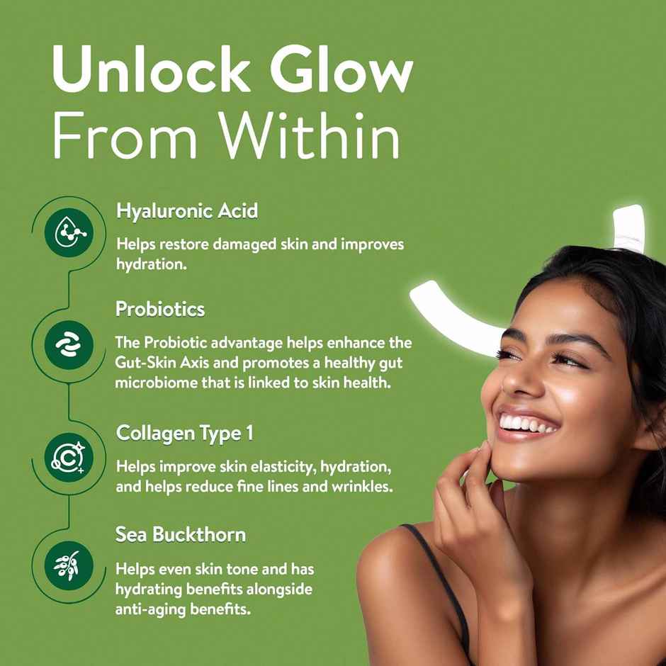 Happy Cultures Grow & Glow | Biotin + Collagen | Hair Strength, Skin Glow & Hair Fall Control | 30 Gummies