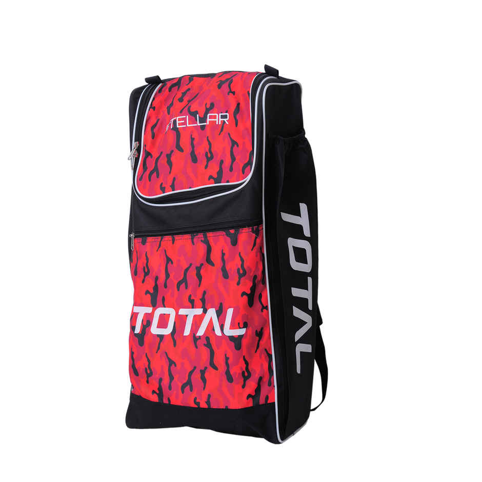 Total Premium Duffle Cricket Bag With Bat Holder & Shoulder Straps-Black-orange, Full-size