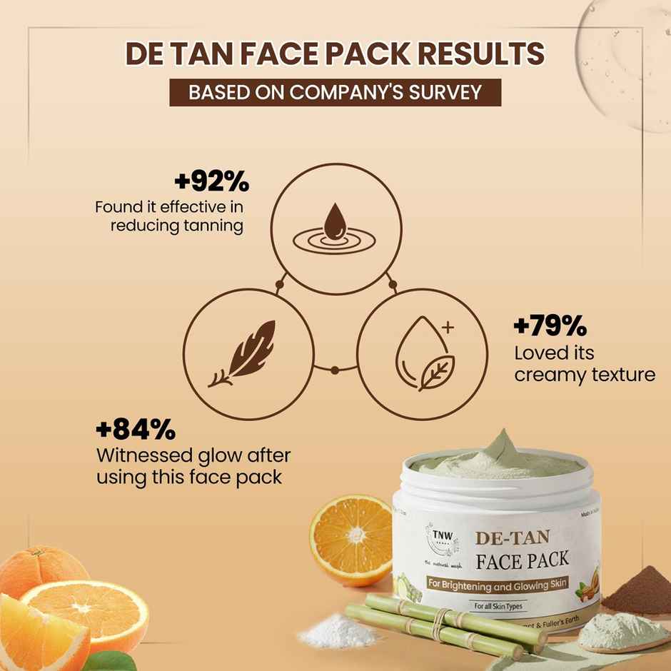 TNW The Natural Wash De-Tan Face Pack for Glowing Skin and Tan Removal with Orange Extract