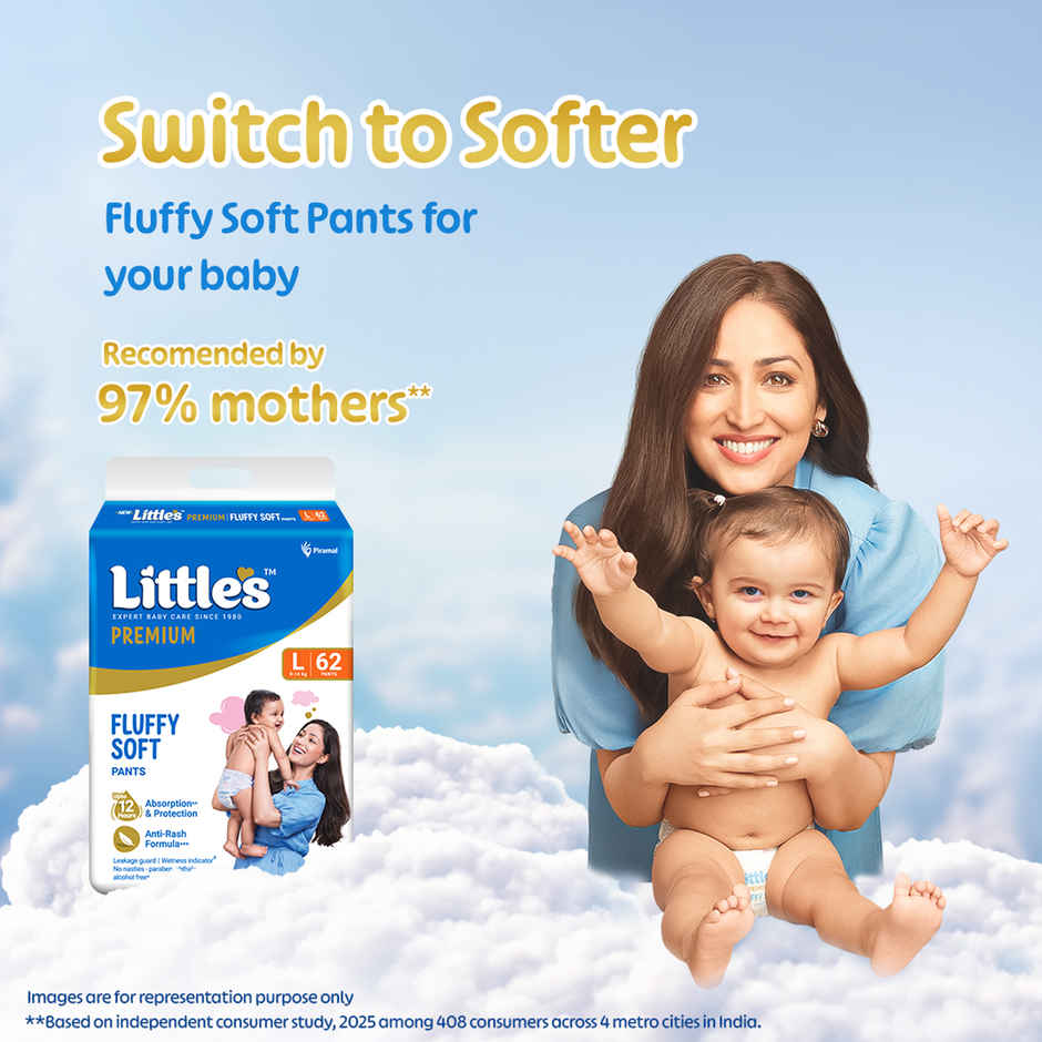 Little's Fluffy Soft Premium Baby Pant Style Diaper | L | Leakage Free | 62 pcs