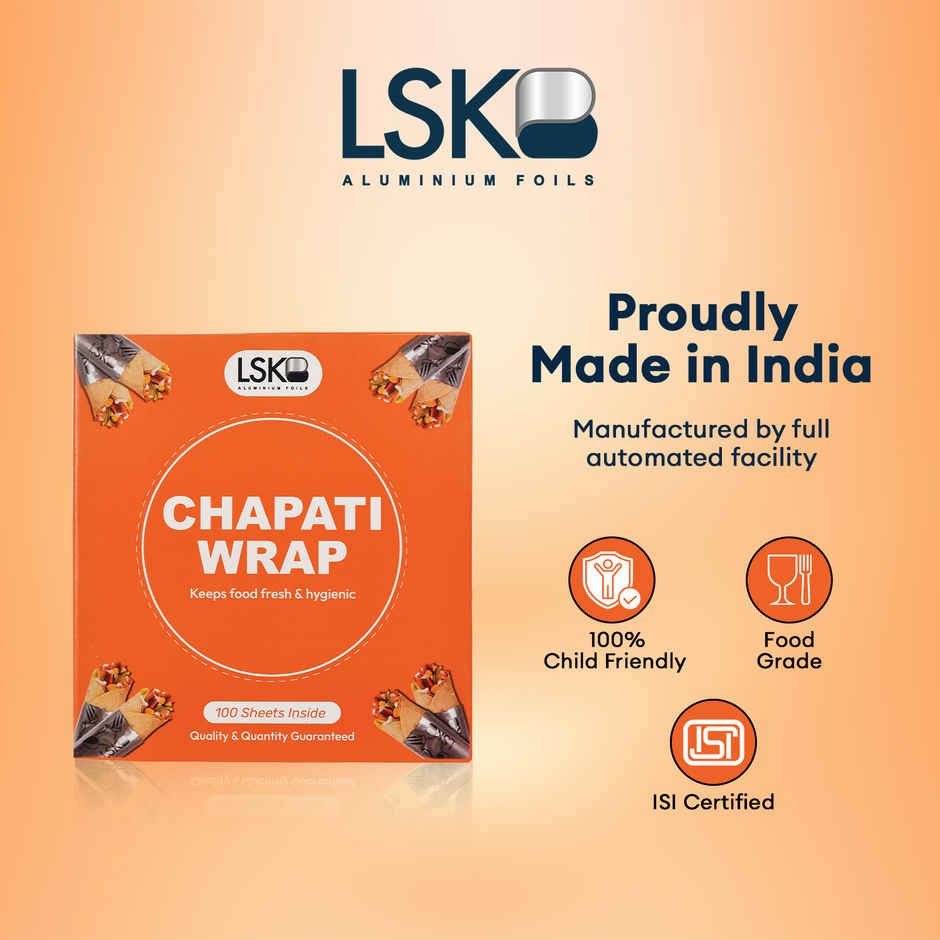 CHAPATI WRAP Pre-Cut Aluminium Foil 100 Sheets