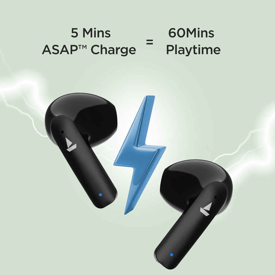 boAt Airdopes 100 TWS Earbuds w/ 50 Hrs Playtime, Quad Mics with ENx Tech & ASAP Charge (Opal Black)