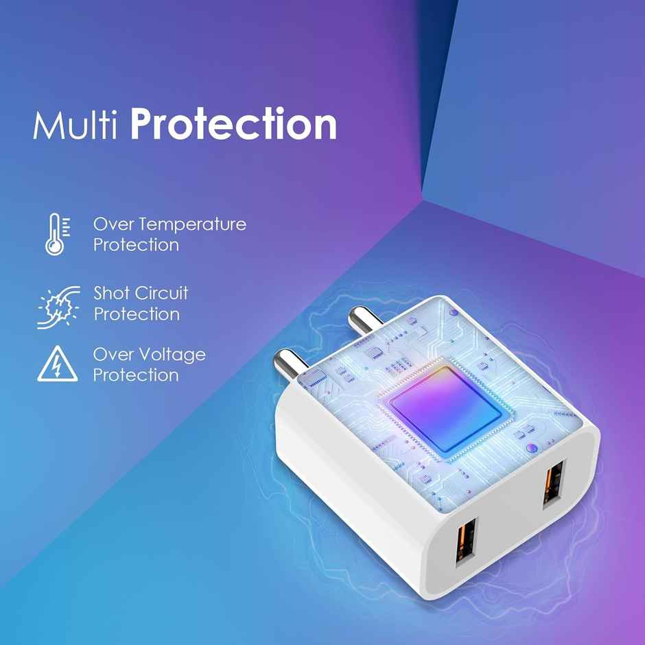 itel 181I Wall Adapter - Dual Output, Fast Charging,Compact Design & Free Type-C Cable(White)