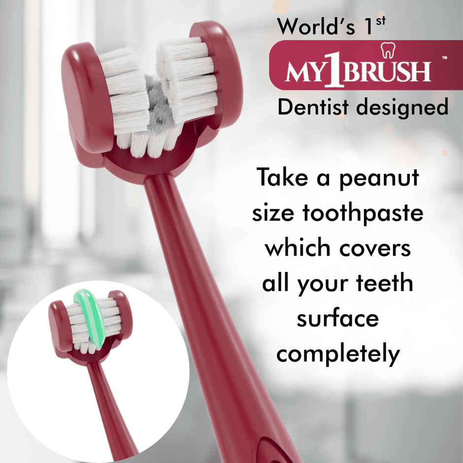 My Orl-Care My1Brush 3-Sided Soft Bristle Toothbrush for Adults | 100% Teeth Cleaning