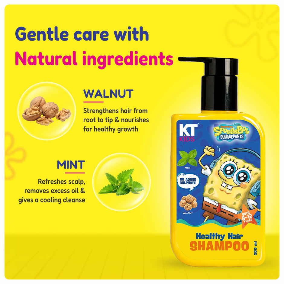 KT Kids Healthy Hair Shampoo Mint and Walnut For Boys 8 to 12 years 1 Pack