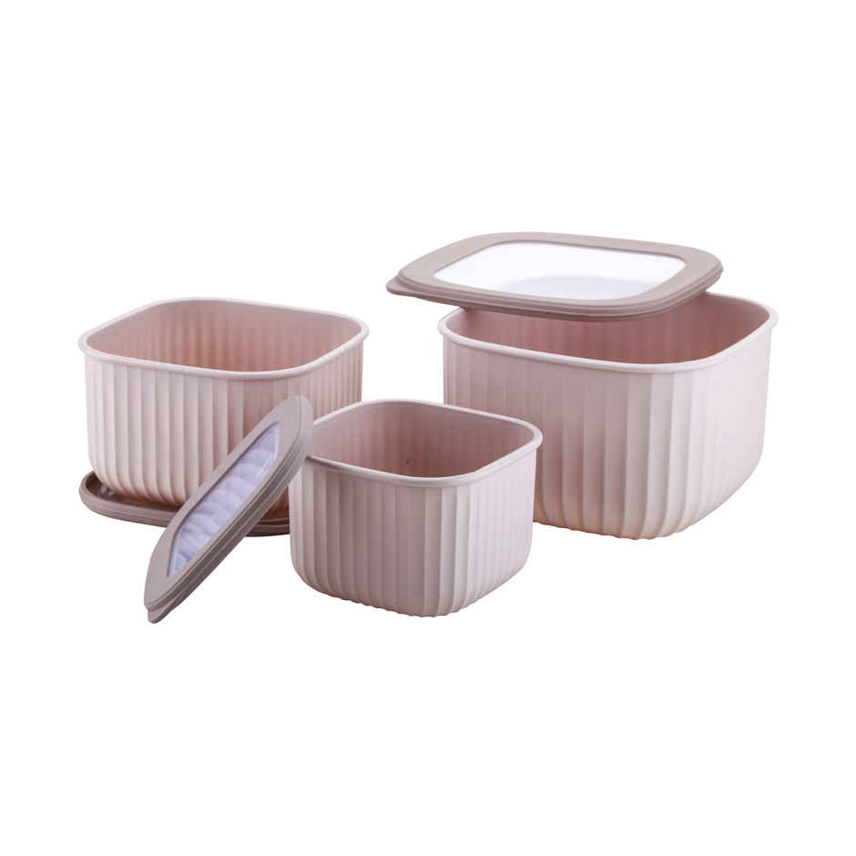 JOYO Elegant Container Set of 3 (800ml, 1400ml, 2300ml) | Modular Kitchen Storage Containers | Brown